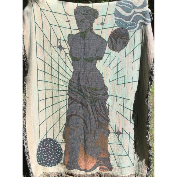 Venus de Milo Bust Woven Blanket Tapestry Greek Art History Nude Feminine Planet - Picture 7 of 11